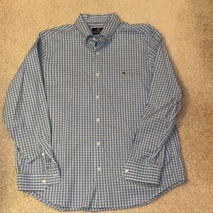 Vineyard Vines Blue and White Plaid Button Down Shirt